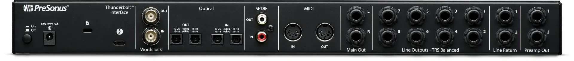 Presonus Quantum 2626 thunderbolt 3 Audio Interface 2 Presonus quantum 2626 back