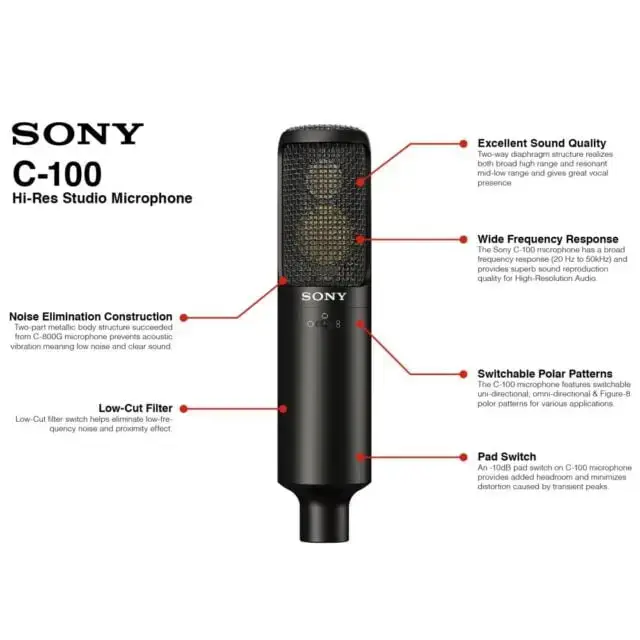 Sony C-100 Twee-weg condensator microfoon 2 sony c-100