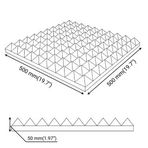 Akoestisch schuim Piramid 6 akoestische schuimpanelen