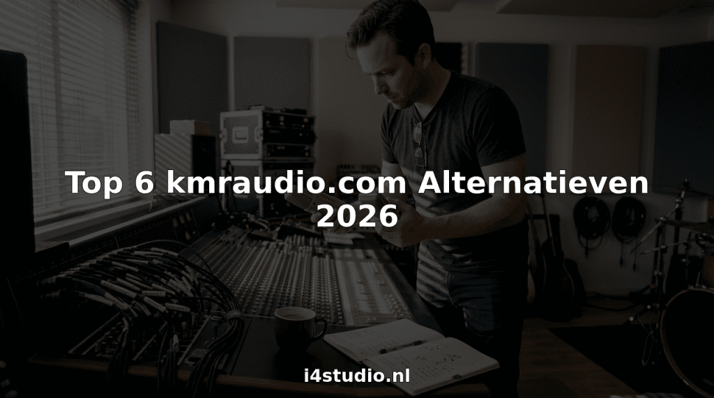 Een geluidstechnicus test verschillende microfoons in een rommelige studio om de verschillen te horen.