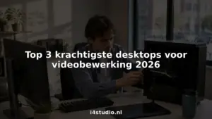 Een video-editor aan het werk met een krachtig desktop systeem.