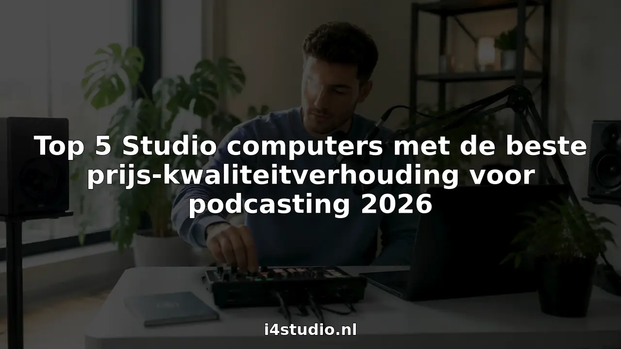 Top 5 Studio computers met de beste prijs-kwaliteitverhouding voor podcasting 2026 7 Een podcaster stelt de geluidsapparatuur af in zijn eigen studio aan huis.