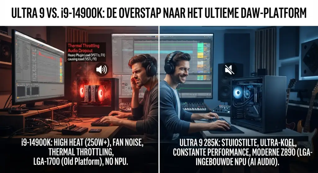 Ultra 9 vs 14900 intel voor daw