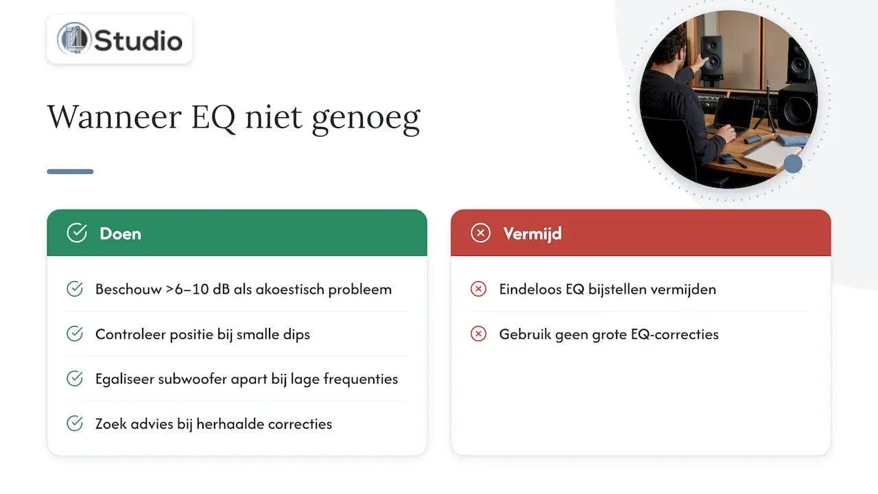 Monitors kalibreren met pink noise: zo stel je ze correct af 2 Als de monitor-eq akoestische aanpassingen nodig heeft