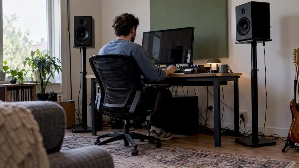Studiomonitoren op losse vloerstandaarden