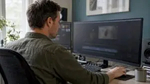 Editor selecteert een NVIDIA-driver op de studio-pc