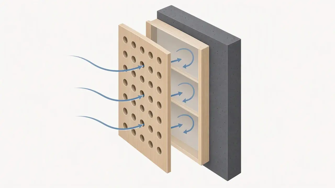 Resonator Panels in Your Studio: How to Tackle Stubborn Bass Frequencies 1 Perforated panel facing an airspace