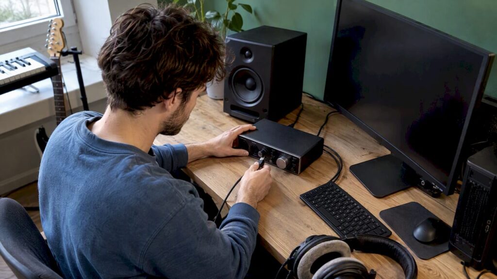 Audio-interface en USB-kabel bij Windows-diagnose